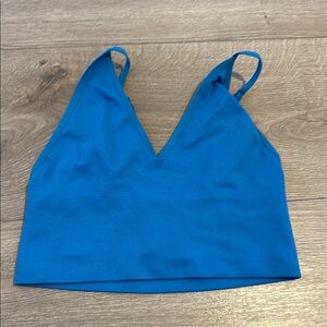 Aritzia Blue V-Neck Crop Top
